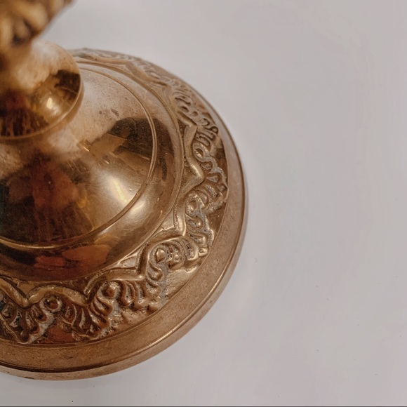 Vintage Brass Candlesticks with Ornate Detail - Picture 4 of 5